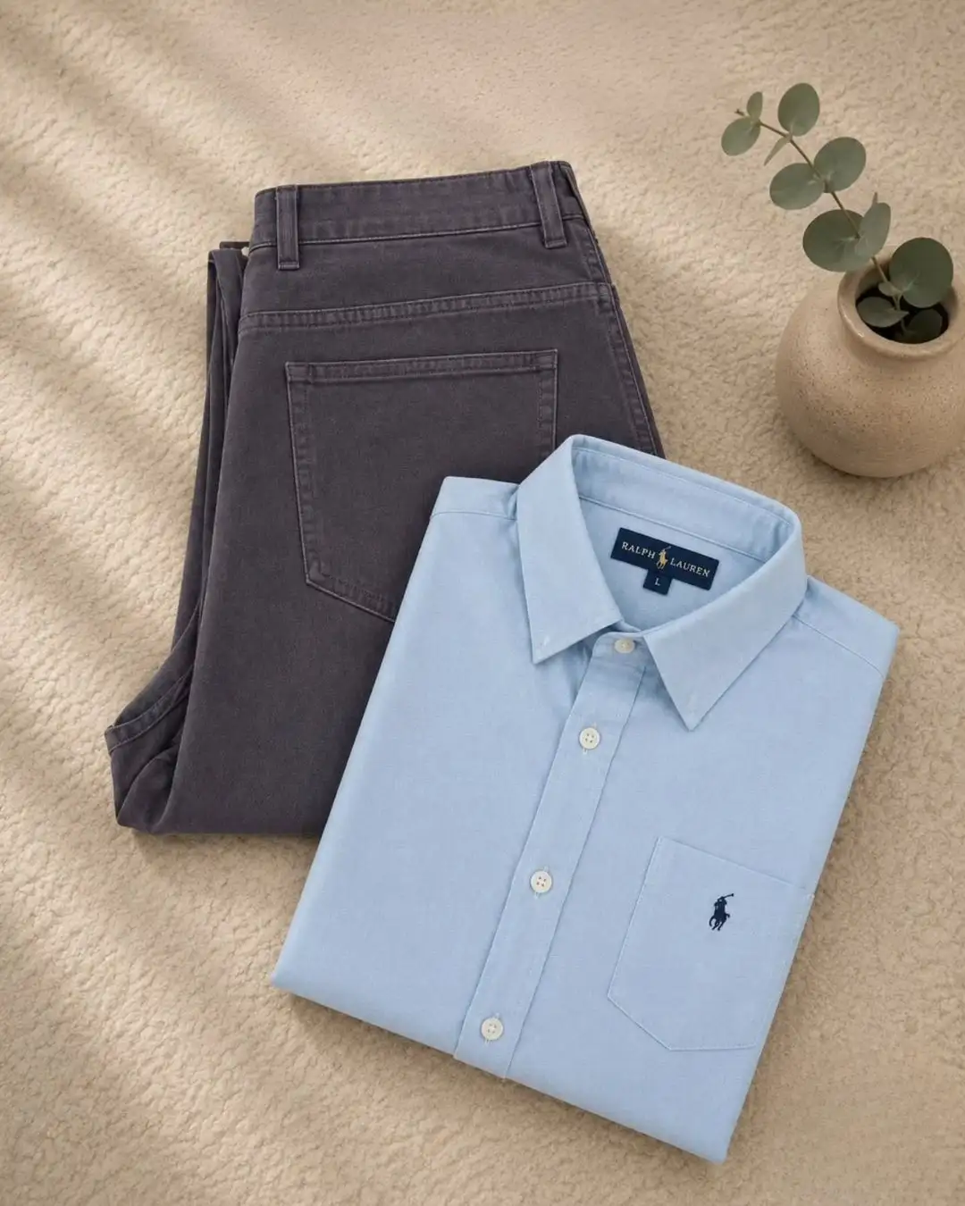 Men’s Formal Shirt & Denim Jeans Combo | Premium Sky Blue Casual Shirt with Grey Jeans for Men - Image 4