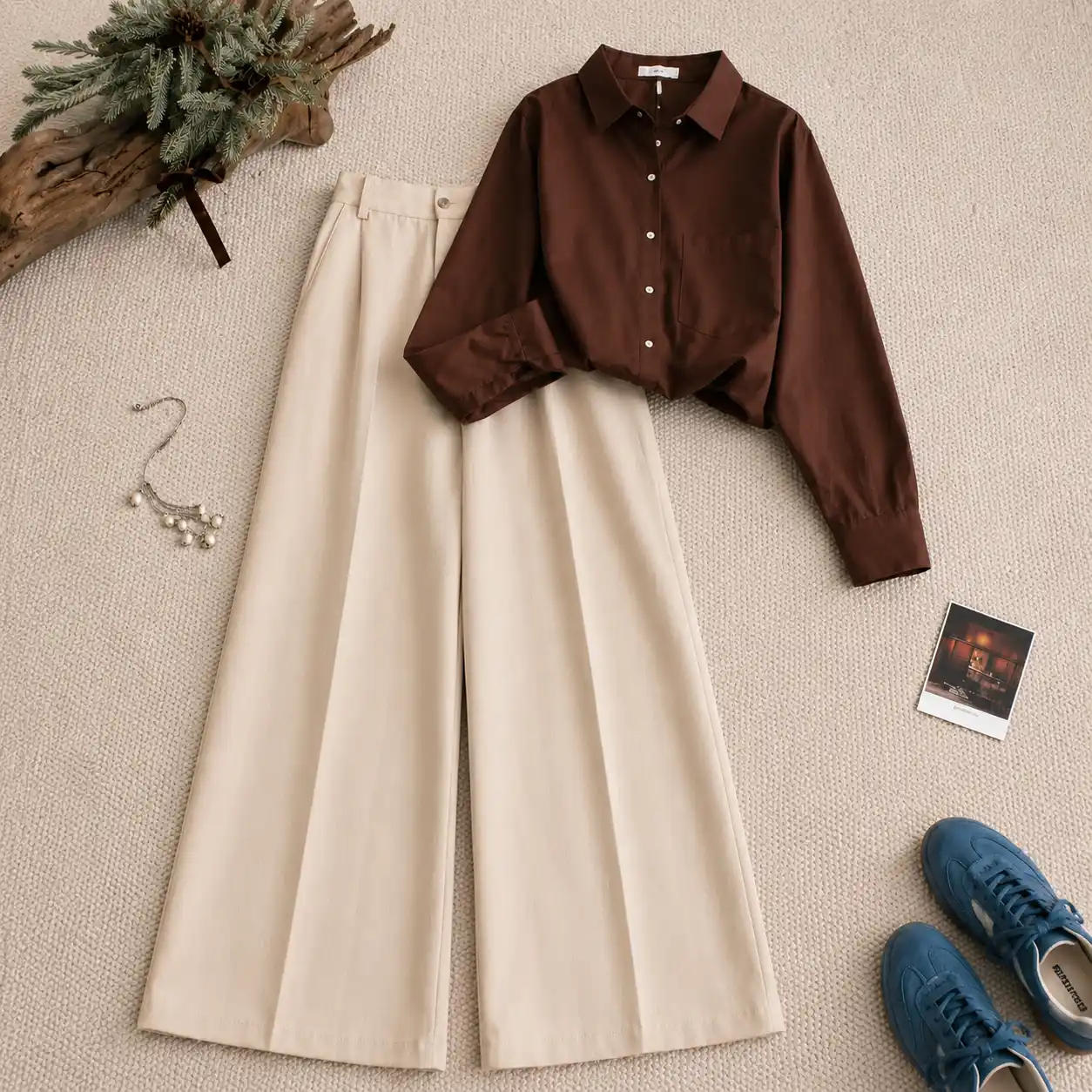 Women’s Premium Co-Ord Set | Stylish Shirt & Wide Leg Pant Combo | Trendy Casual Outfit - Image 5