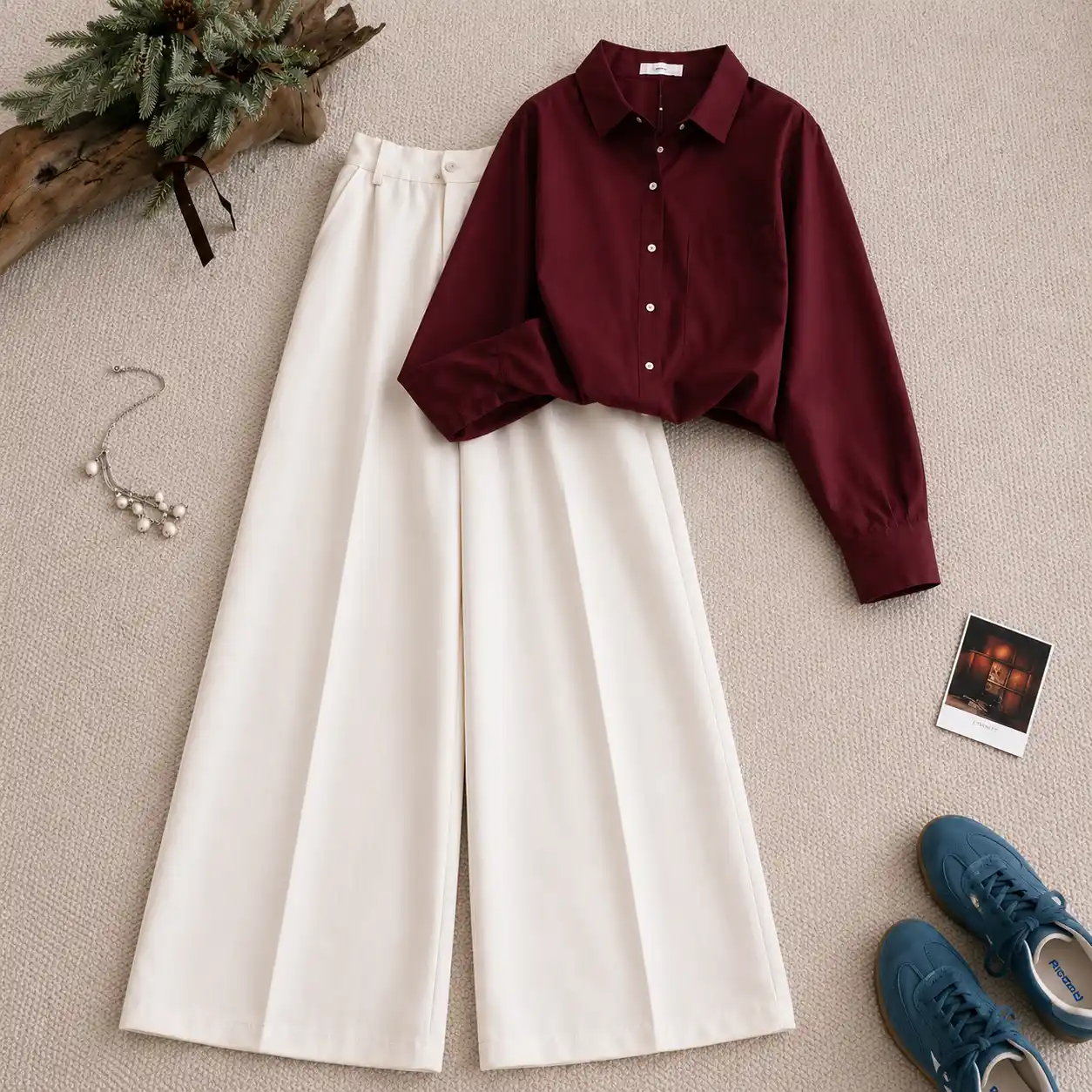 Women’s Premium Co-Ord Set | Stylish Shirt & Wide Leg Pant Combo | Trendy Casual Outfit - Image 4