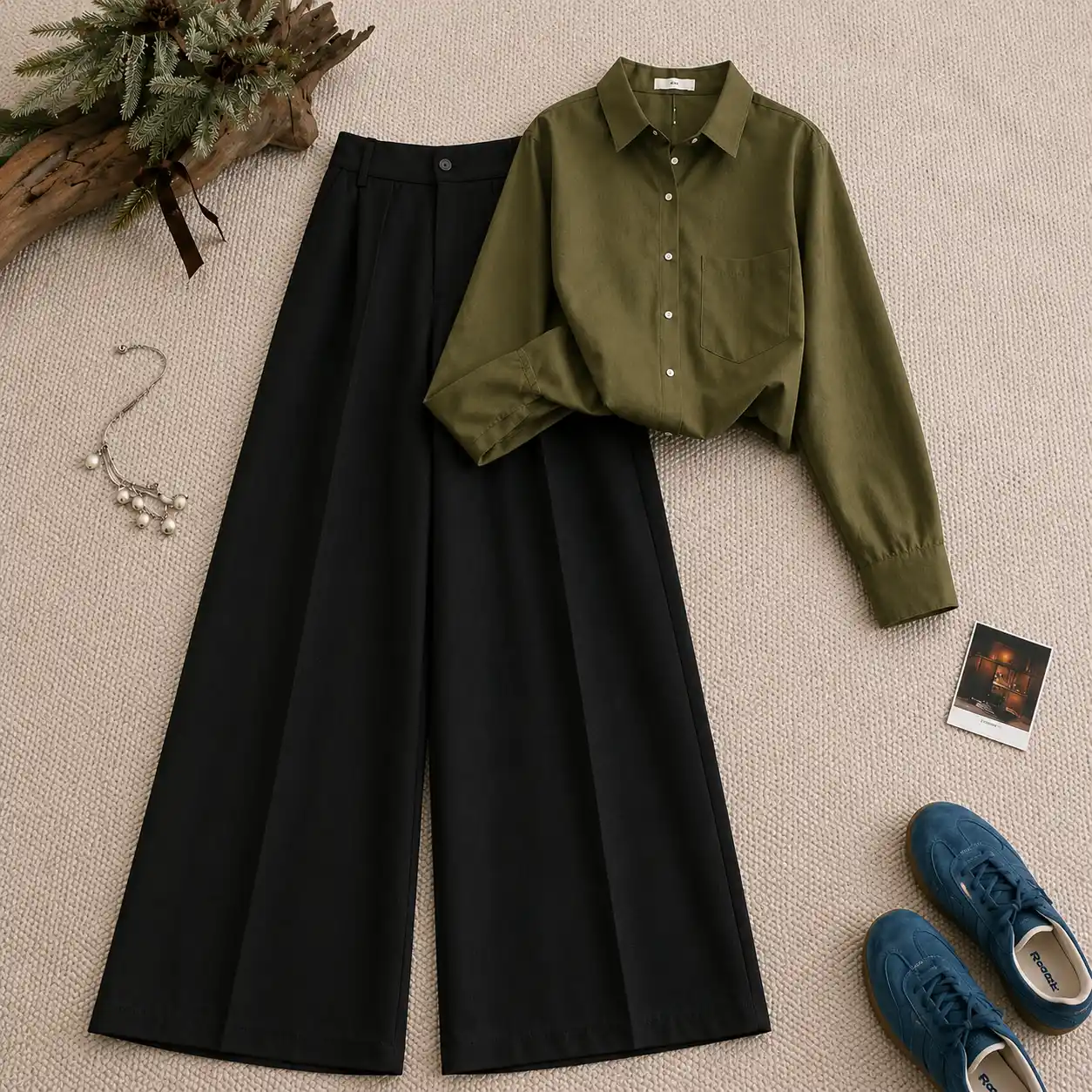 Women’s Premium Co-Ord Set | Stylish Shirt & Wide Leg Pant Combo | Trendy Casual Outfit - Image 3