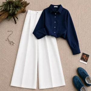 Women’s Premium Co-Ord Set | Stylish Shirt & Wide Leg Pant Combo | Trendy Casual Outfit