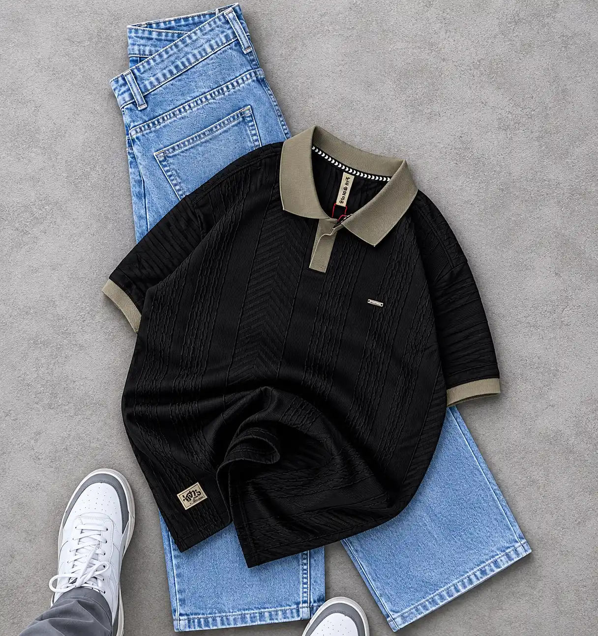 Men’s Textured Polo T-Shirt | Premium Casual Wear for Men | Stylish Summer Outfit - Image 4