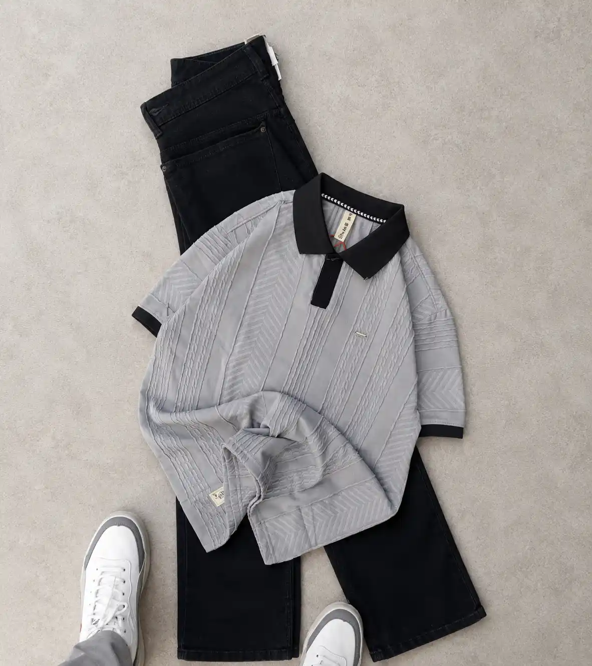Men’s Textured Polo T-Shirt | Premium Casual Wear for Men | Stylish Summer Outfit - Image 3