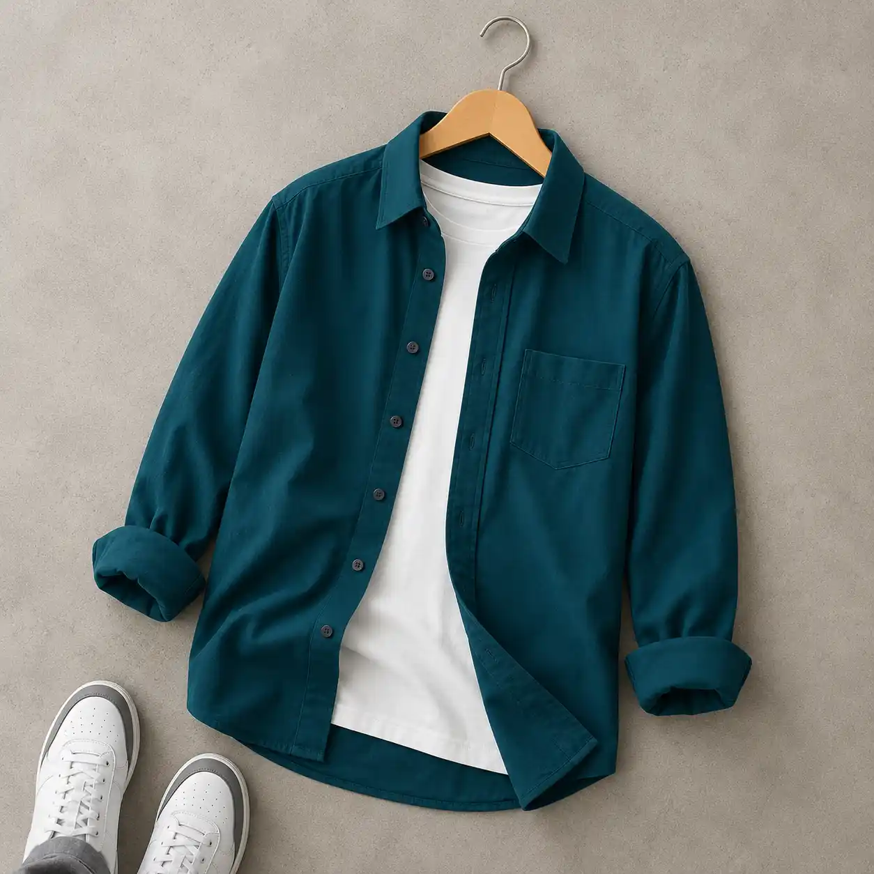 Men’s Casual Solid Cotton Shirt | Premium Full Sleeve Overshirt | Trendy Everyday Fashion - Image 4