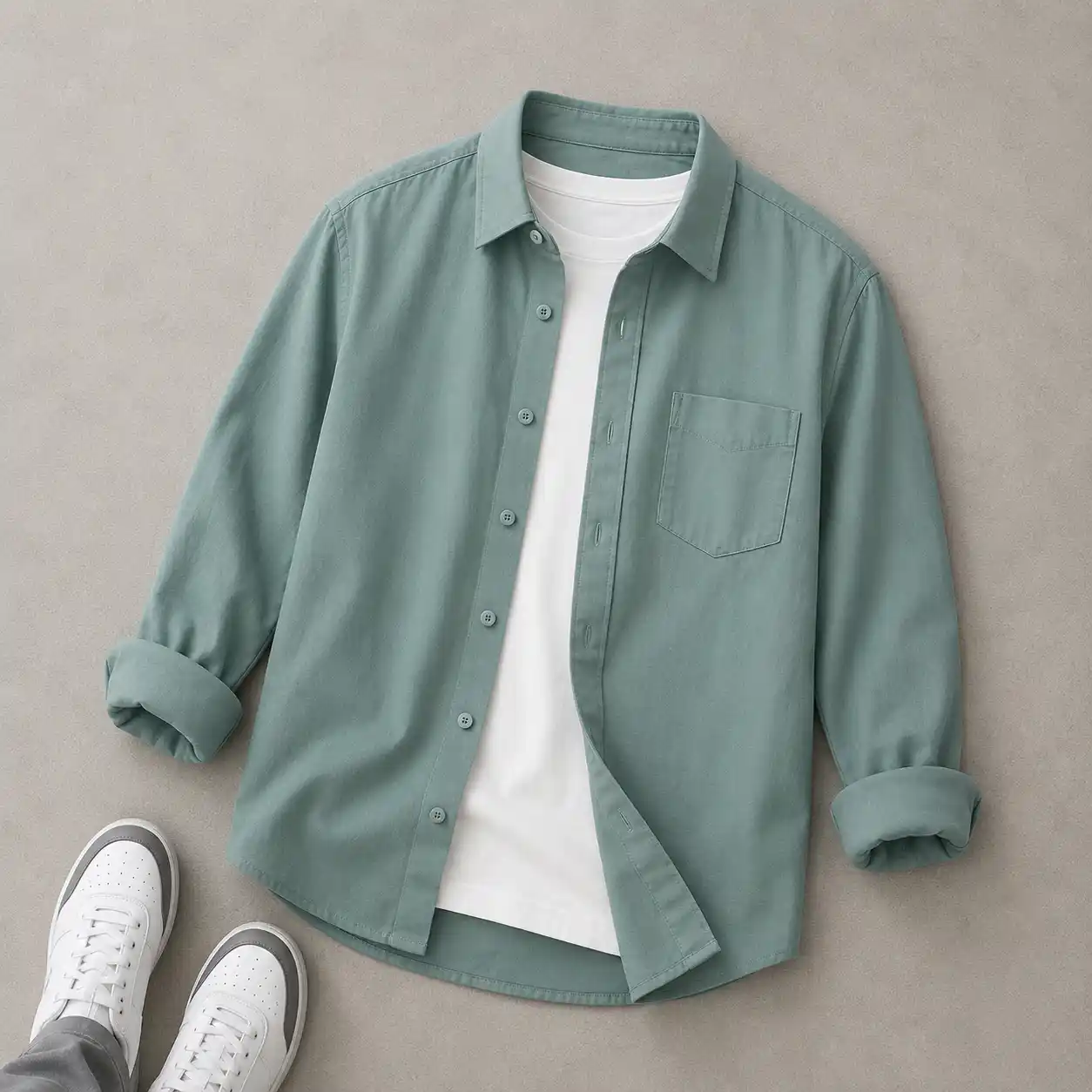 Men’s Casual Solid Cotton Shirt | Premium Full Sleeve Overshirt | Trendy Everyday Fashion - Image 3