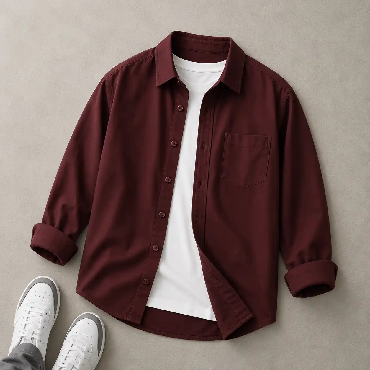 Men’s Casual Solid Cotton Shirt | Premium Full Sleeve Overshirt | Trendy Everyday Fashion - Image 2