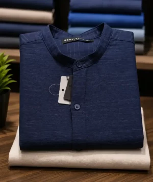 Men’s Premium Mandarin Collar Shirt | Stylish Solid Cotton Kurta Shirt for Men | Ethnic Casual Wear
