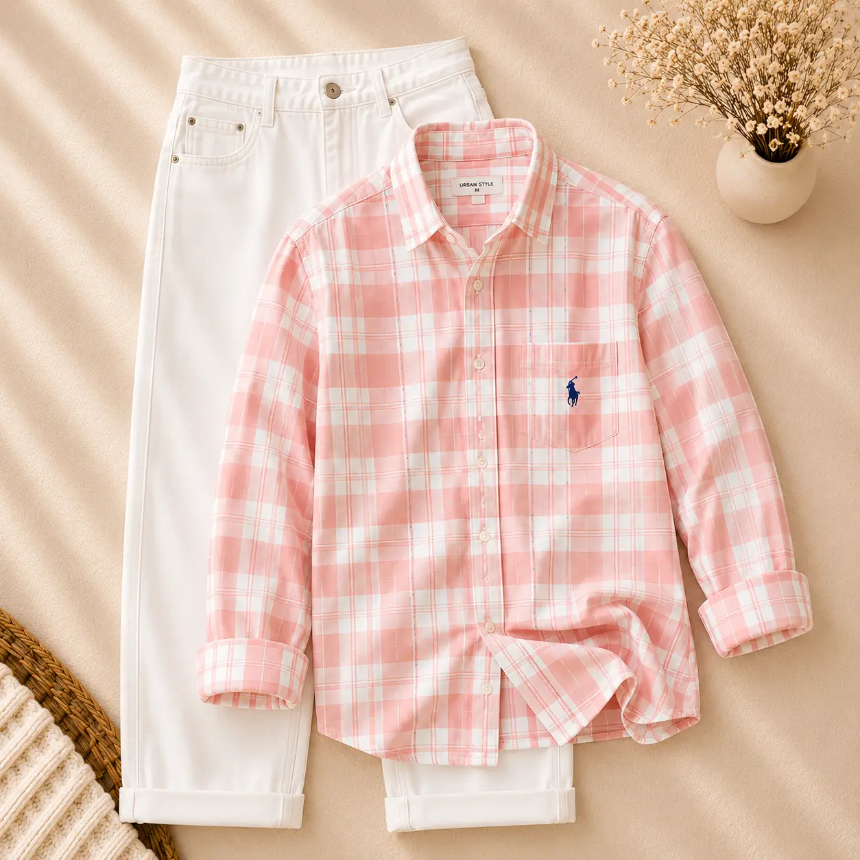 Refreshing Mint Green Striped Shirt and Crisp White Trousers Set - Image 2