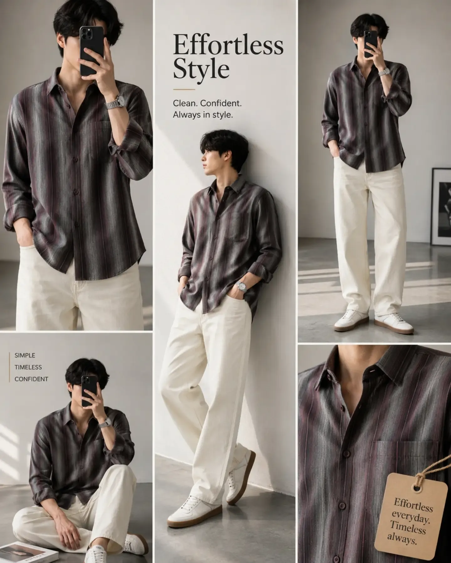 Effortless Faded Blue Plaid Shirt and Dark Denim Co-ord Set - Image 5