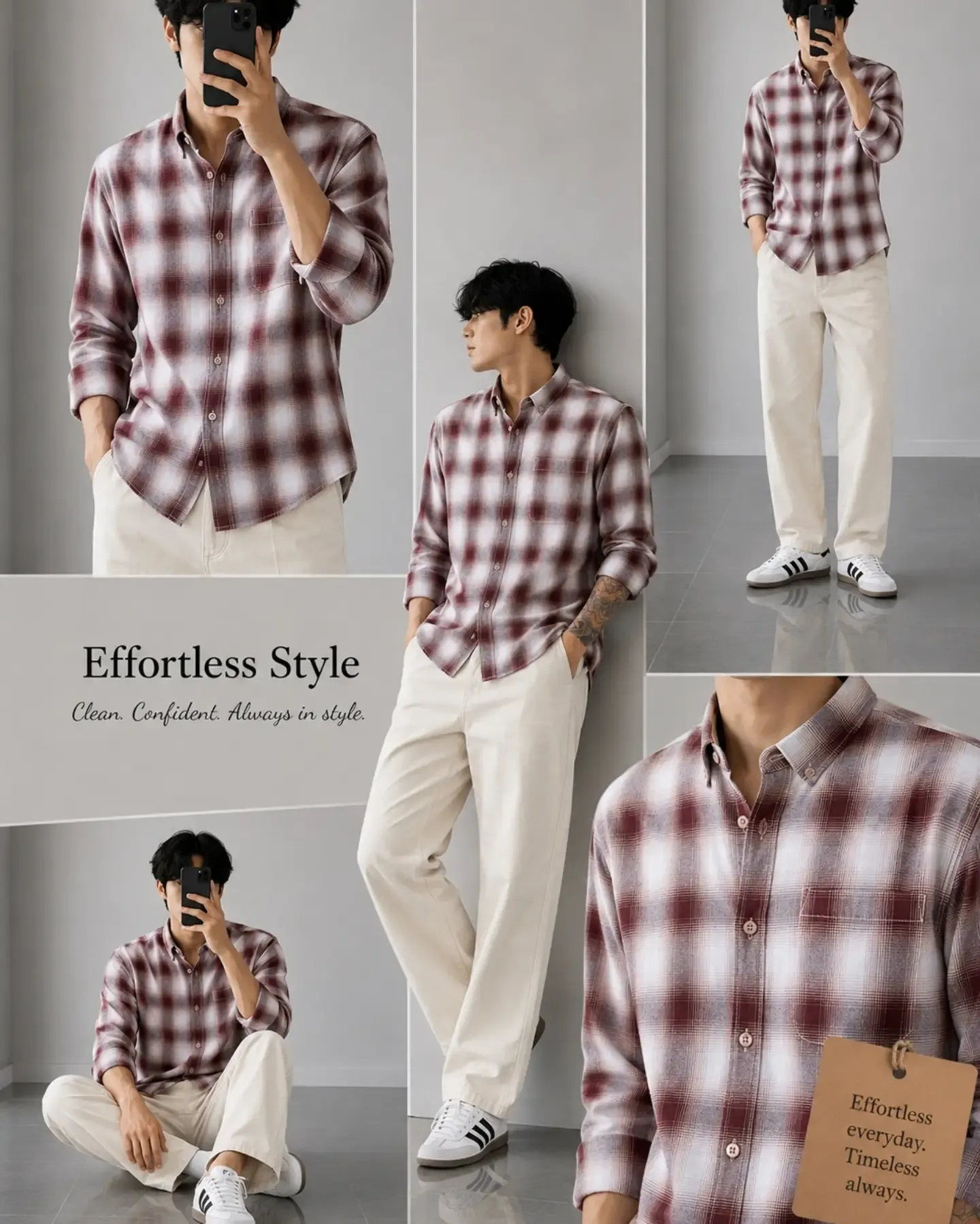 Effortless Faded Blue Plaid Shirt and Dark Denim Co-ord Set - Image 2