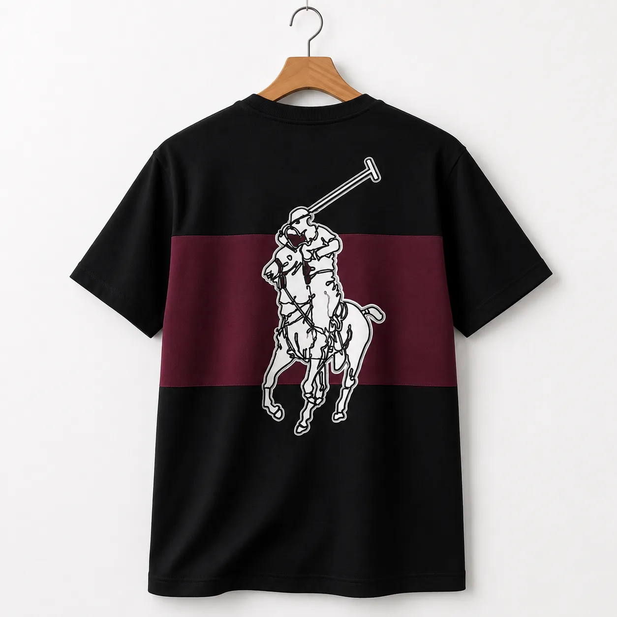 Men’s Color Block Polo Rider Graphic T-Shirt | Premium Cotton Blend Casual Wear | Trendy Streetwear Collection - Image 2