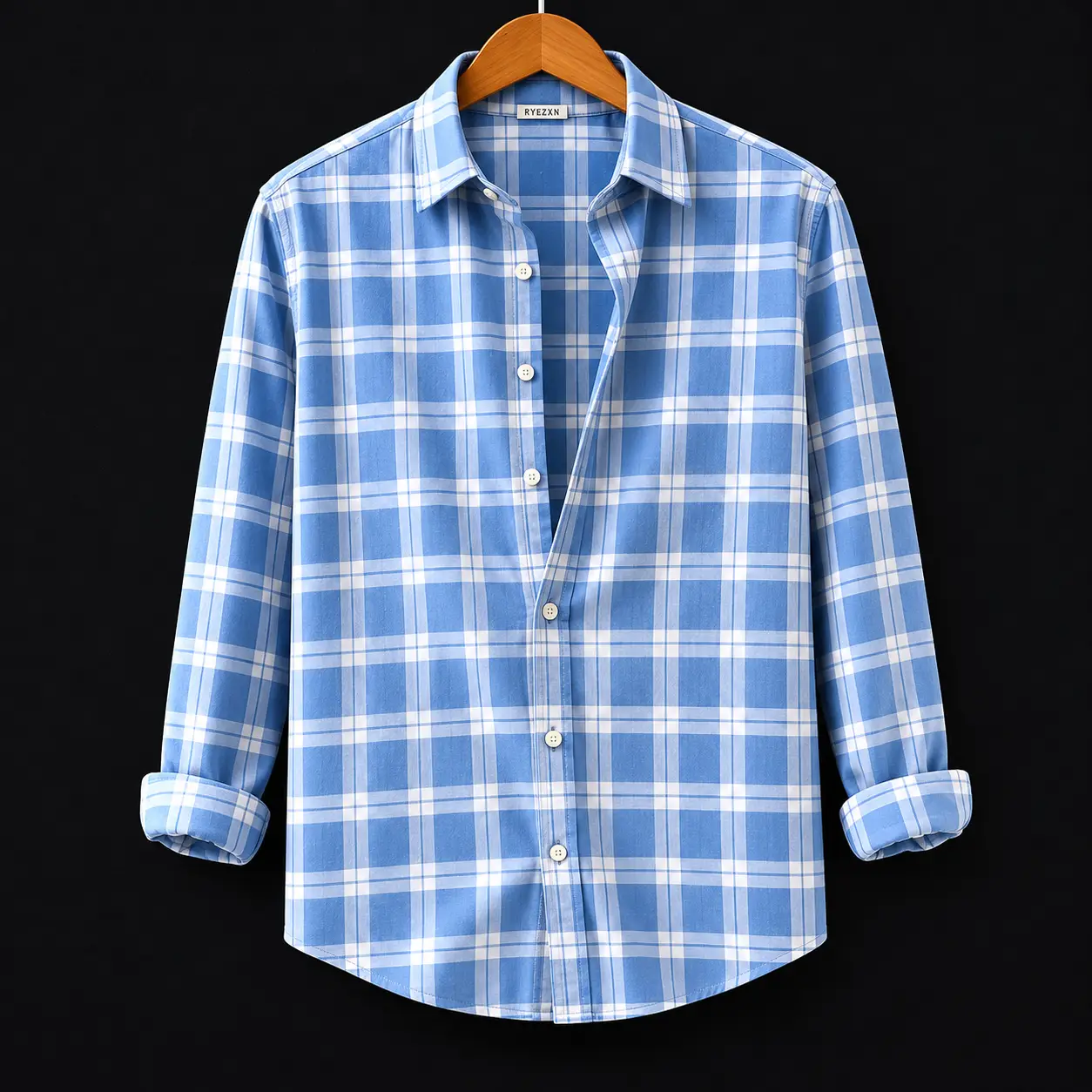 Trendy Light Blue Plaid Casual Wear Shirt