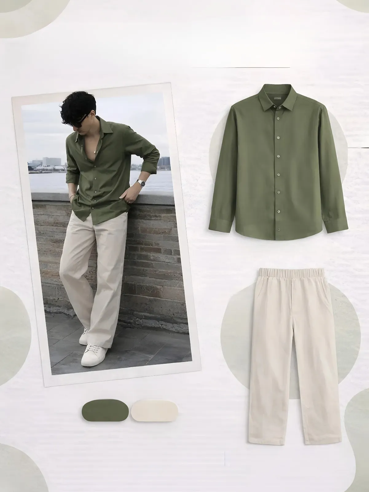 Shirt with White Relaxed Trousers Co-ord Style Outfit09 - Image 2