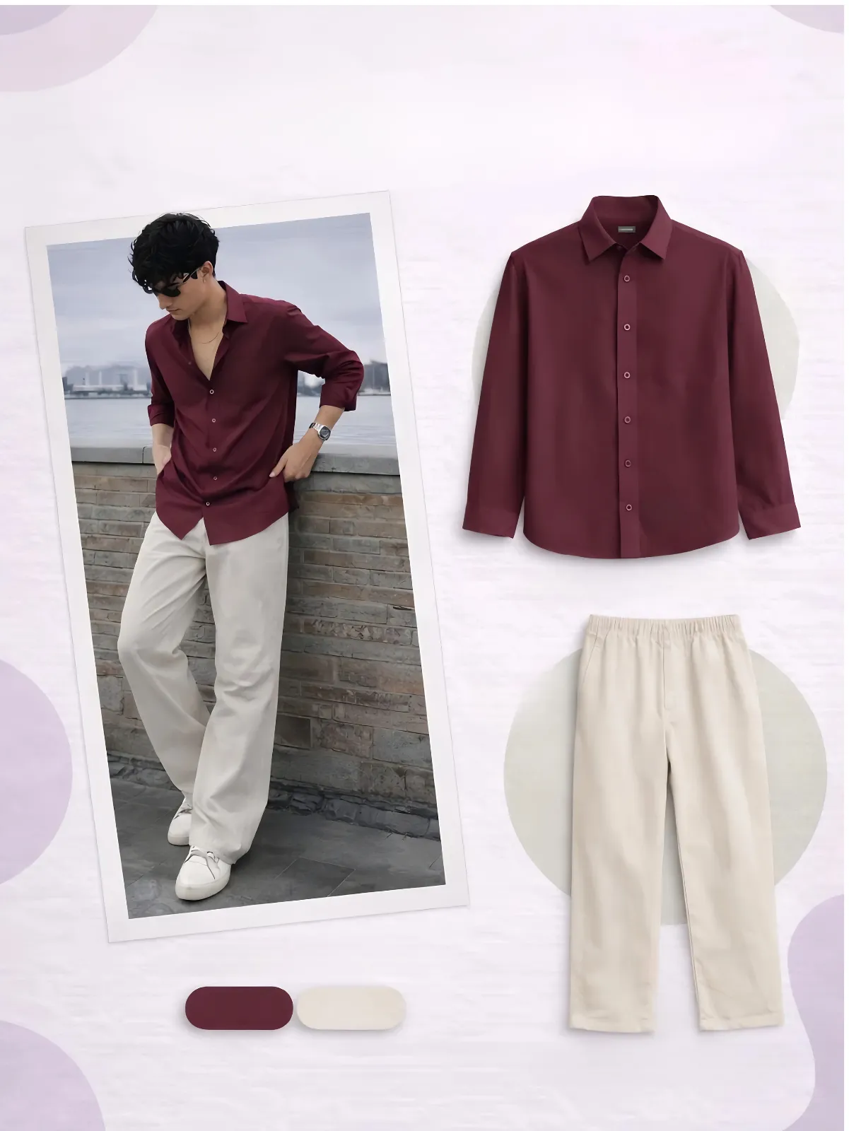 Shirt with White Relaxed Trousers Co-ord Style Outfit09 - Image 3