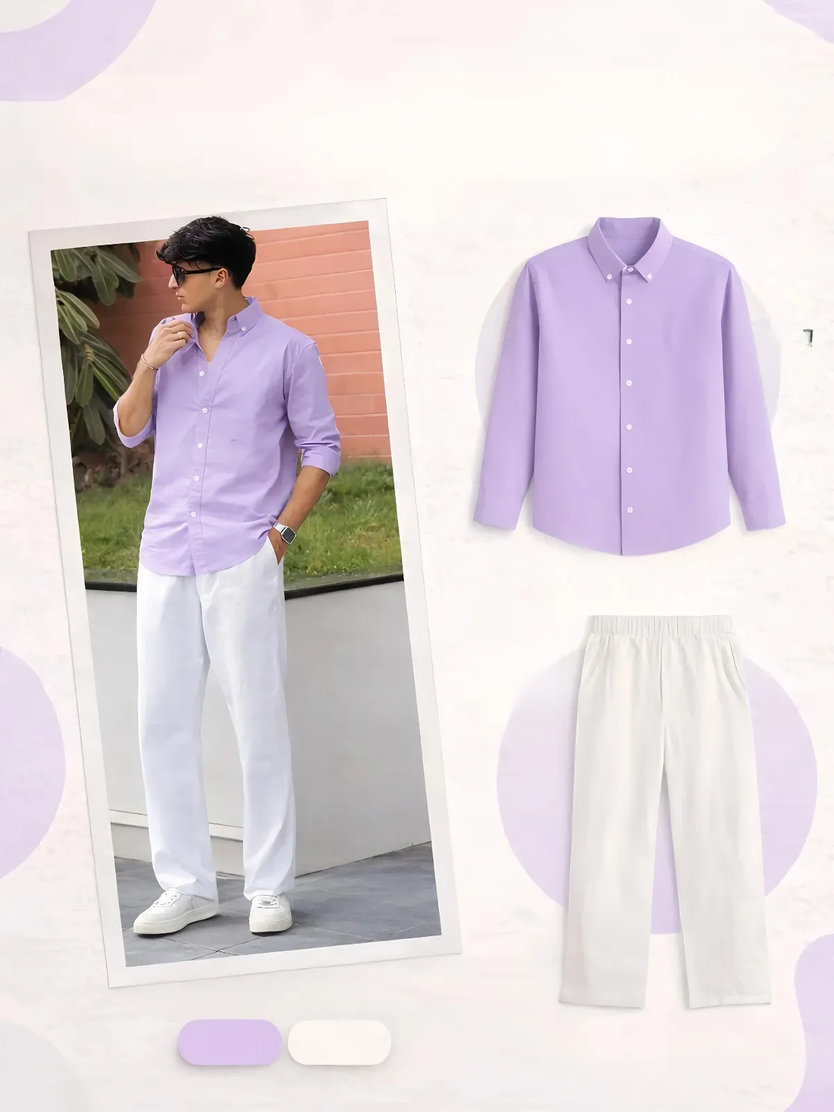 Shirt with White Relaxed Trousers Co-ord Style Outfit09