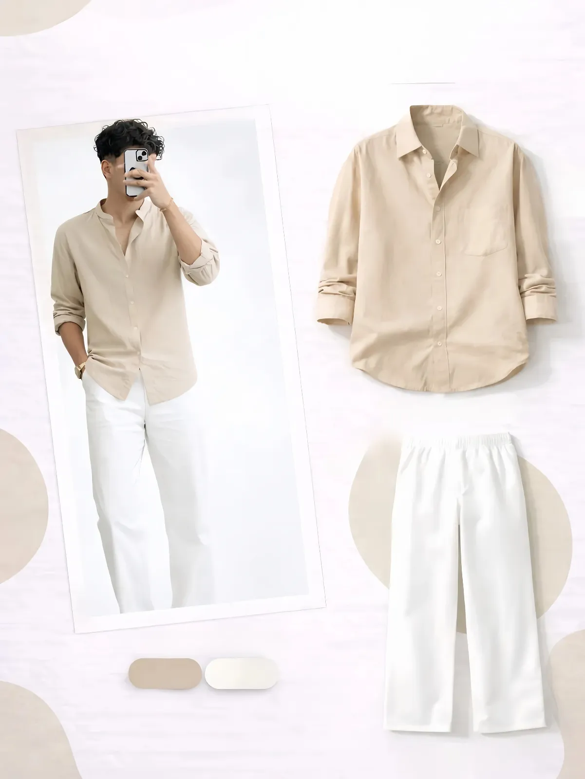 Shirt with White Relaxed Trousers Co-ord Style Outfit09 - Image 5