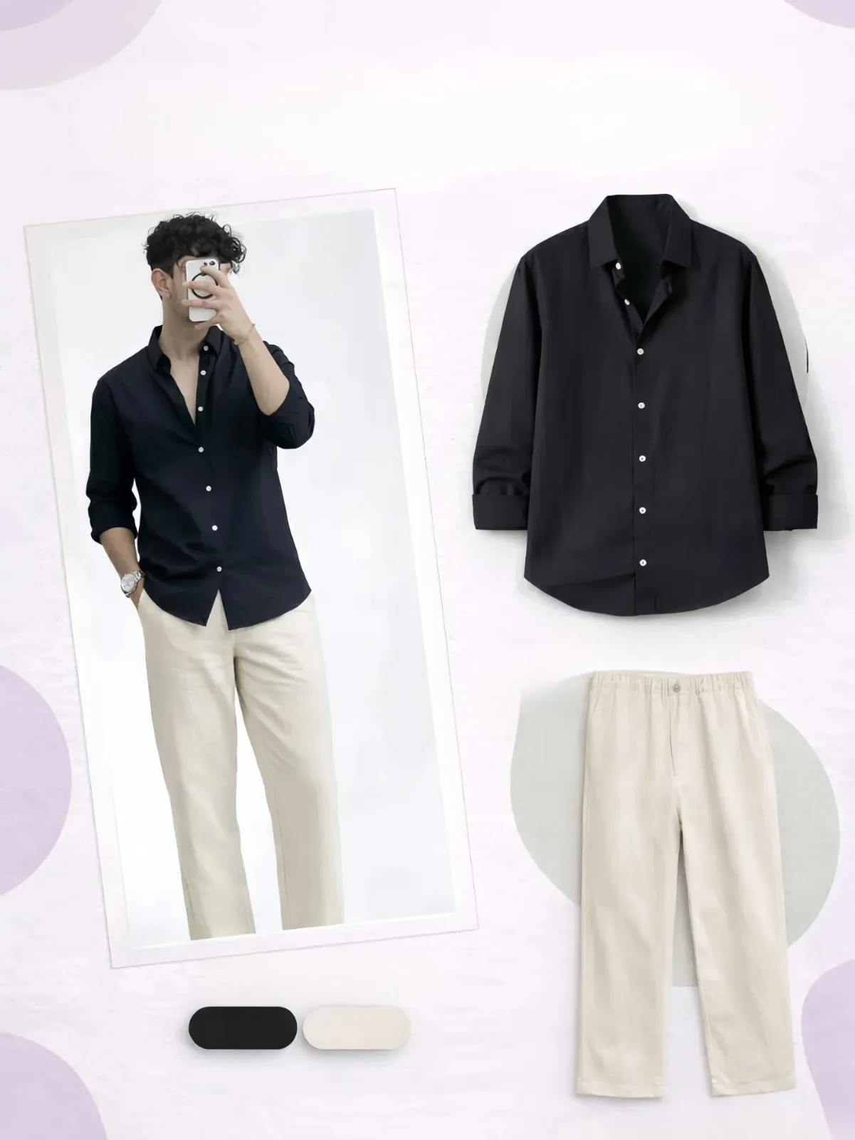 Shirt with White Relaxed Trousers Co-ord Style Outfit09 - Image 4