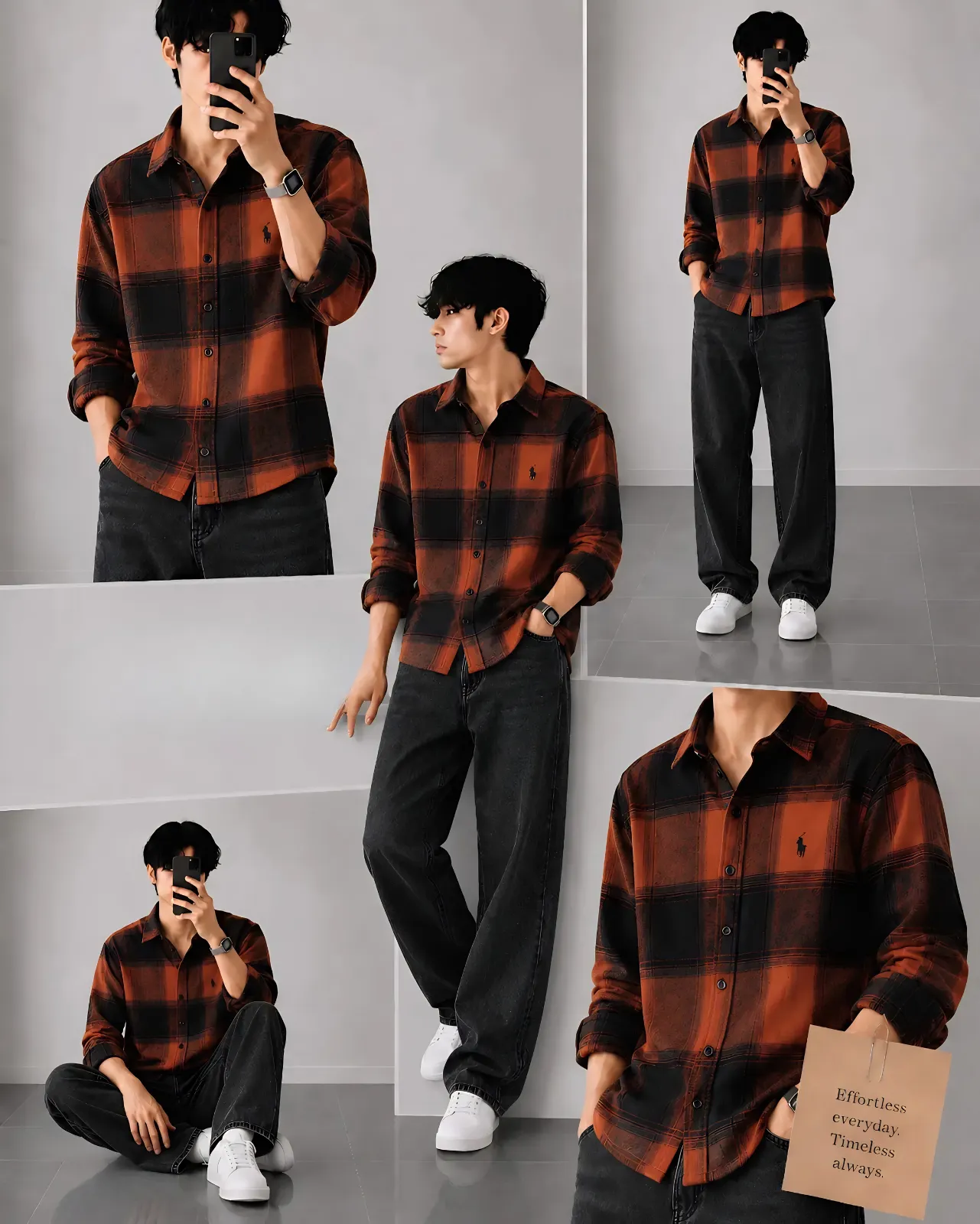 Men Pink Checked Casual Shirt with White Relaxed Trousers Outfit - Image 6