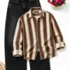 Retro Vertical Striped Shirt & Charcoal Black Jeans Combo
