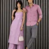 Elegant Lilac Ethnic Kurta Set & Mauve Men's Smart Casual Combo