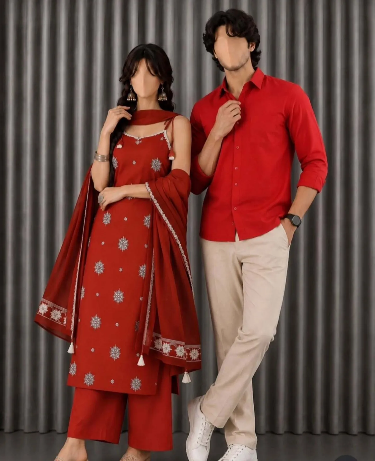 Elegant Lilac Ethnic Kurta Set & Mauve Men's Smart Casual Combo - Image 3