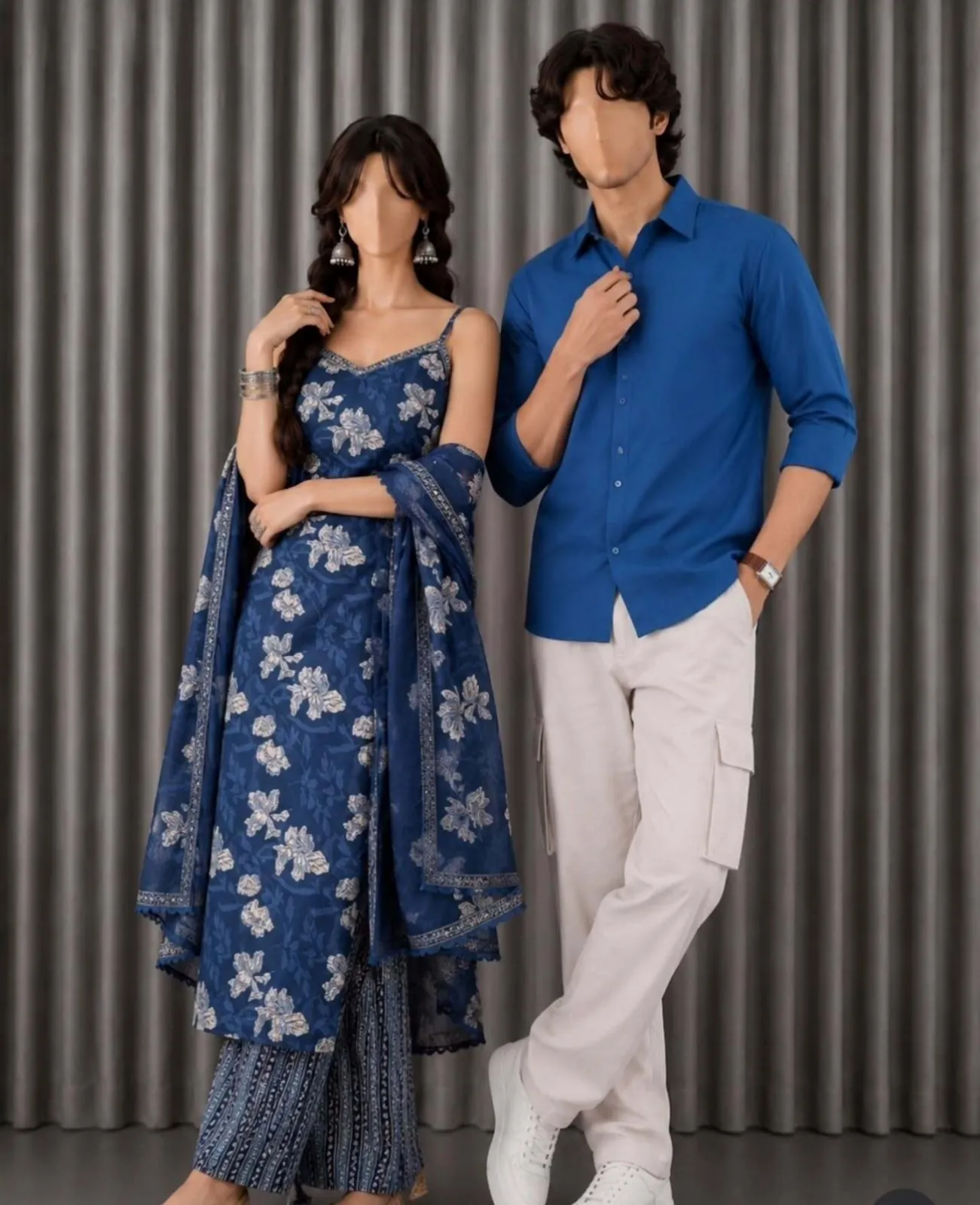 Elegant Lilac Ethnic Kurta Set & Mauve Men's Smart Casual Combo - Image 6