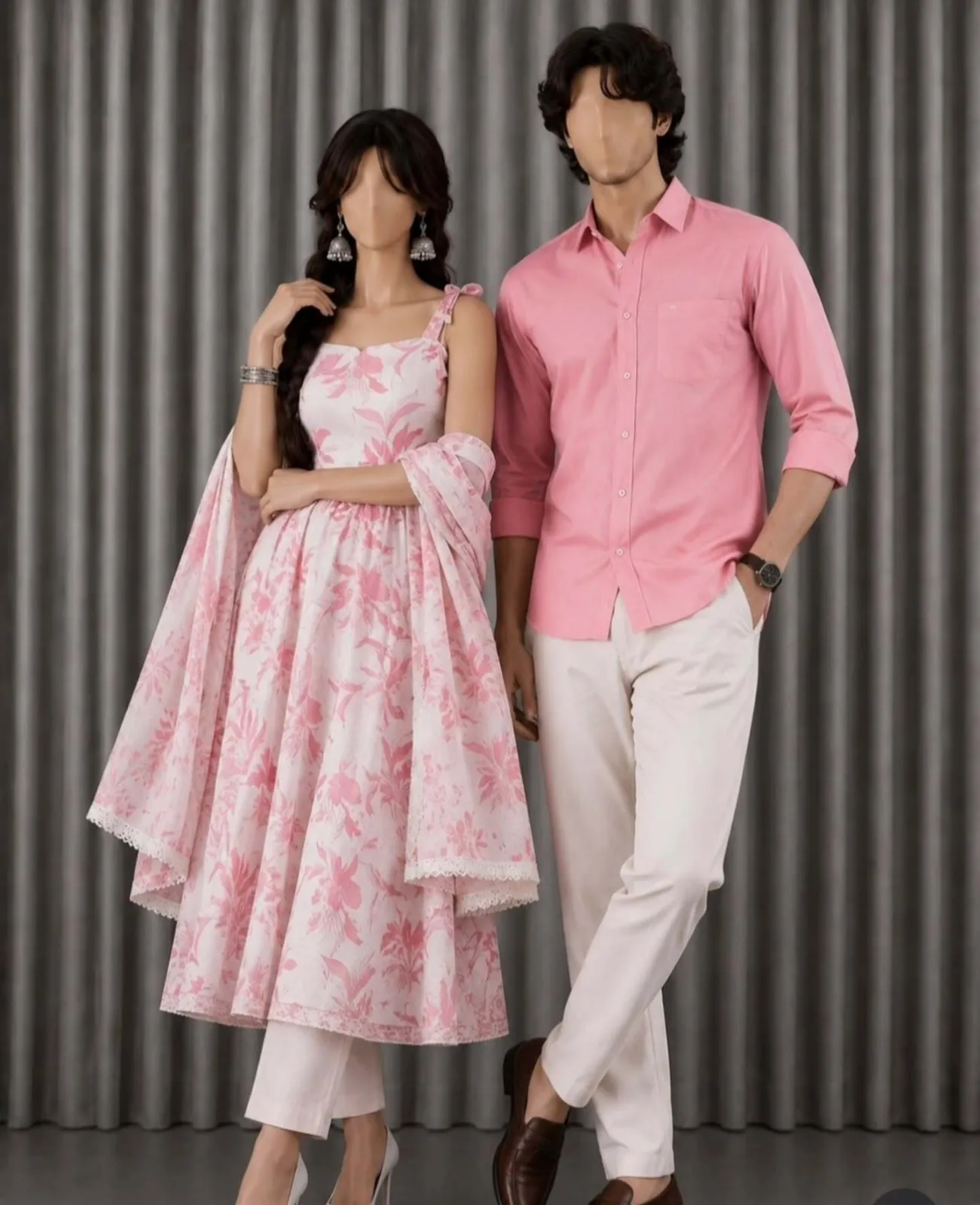 Elegant Lilac Ethnic Kurta Set & Mauve Men's Smart Casual Combo - Image 2