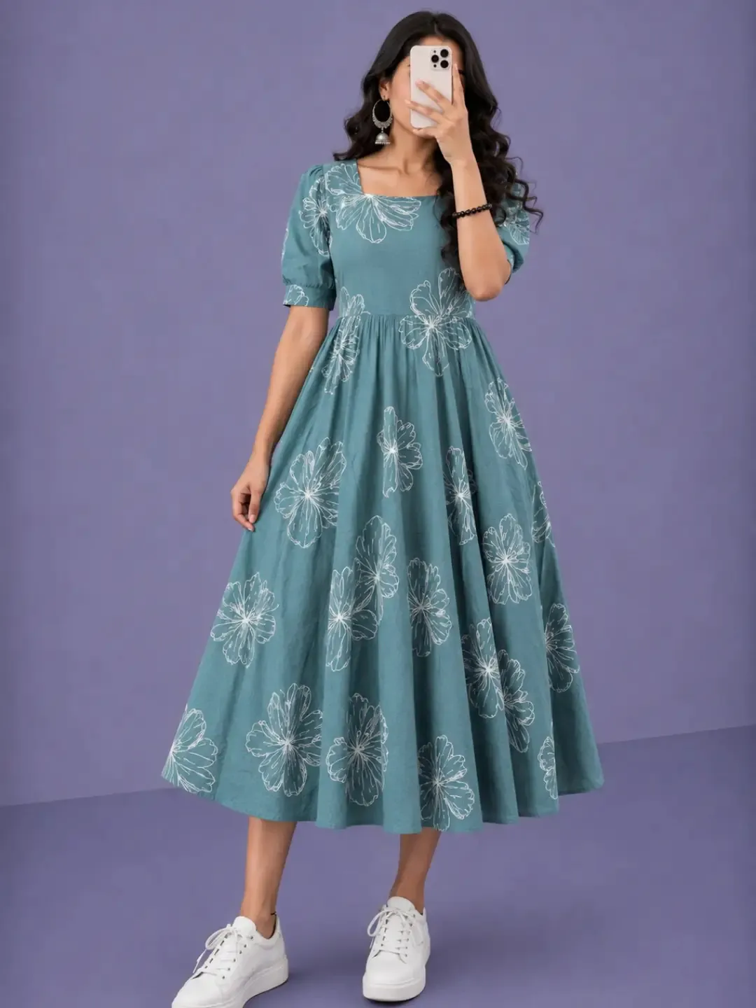 Enchanting Plum Floral Tiered Midi Dress - Image 3
