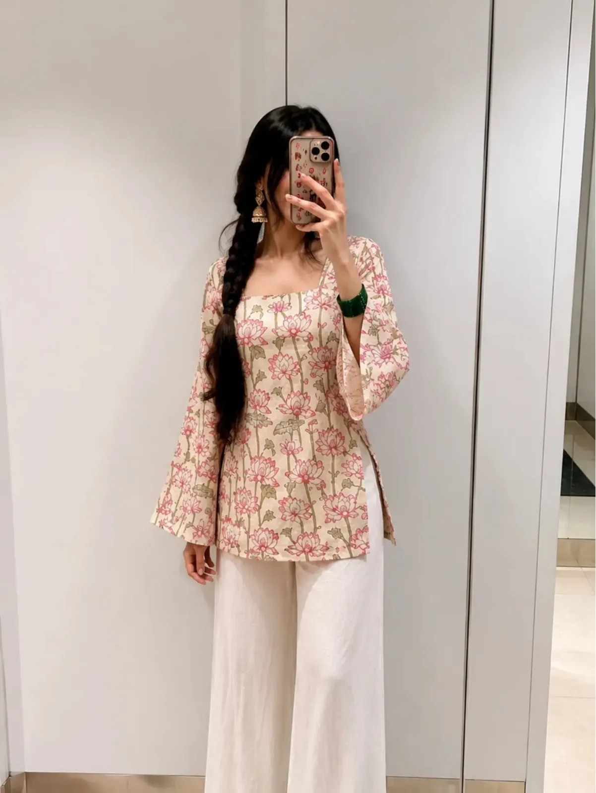 Elegant Crimson Embroidered Kurti & Off-White Sharara Set - Image 7