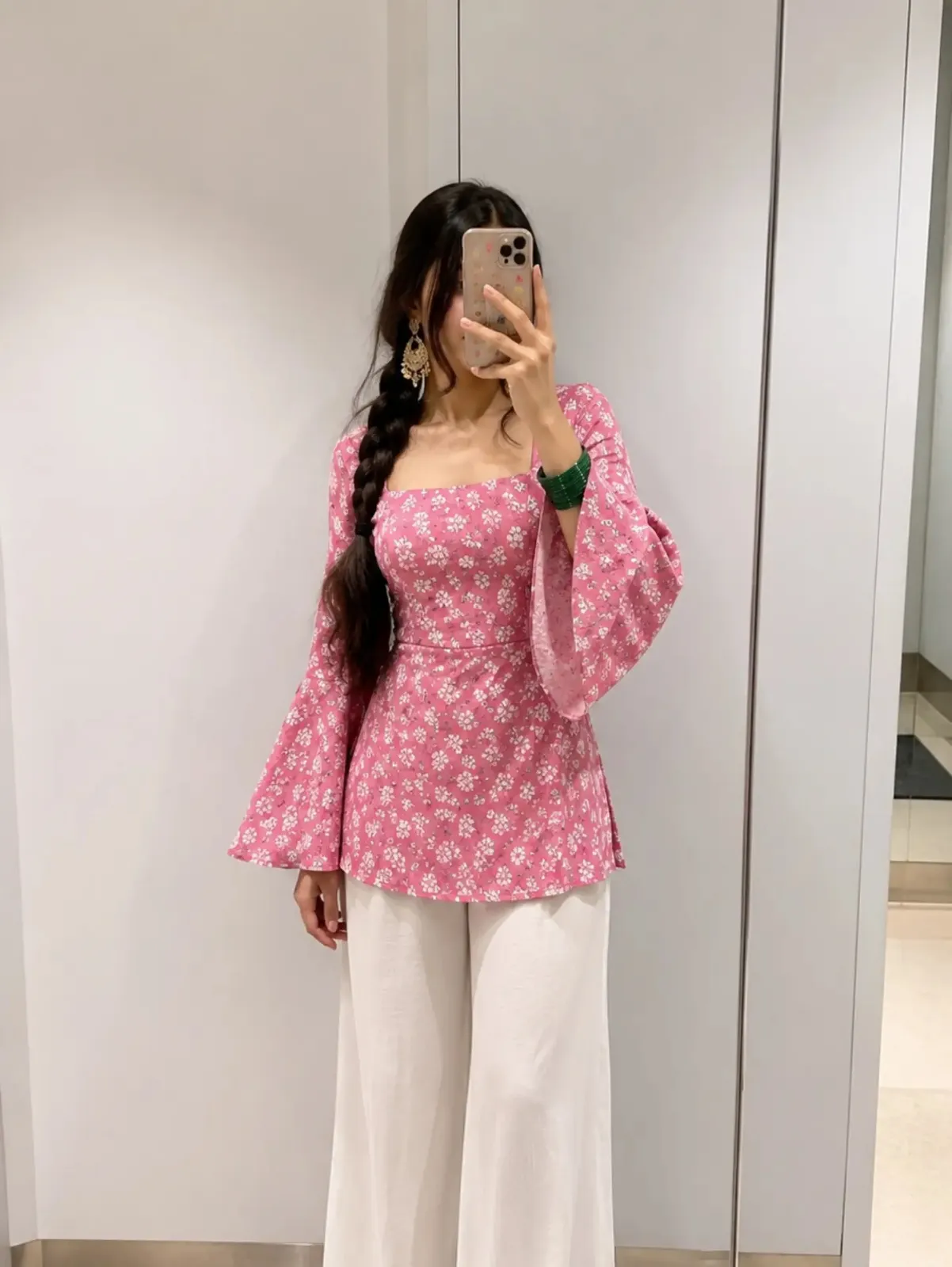 Elegant Crimson Embroidered Kurti & Off-White Sharara Set - Image 3