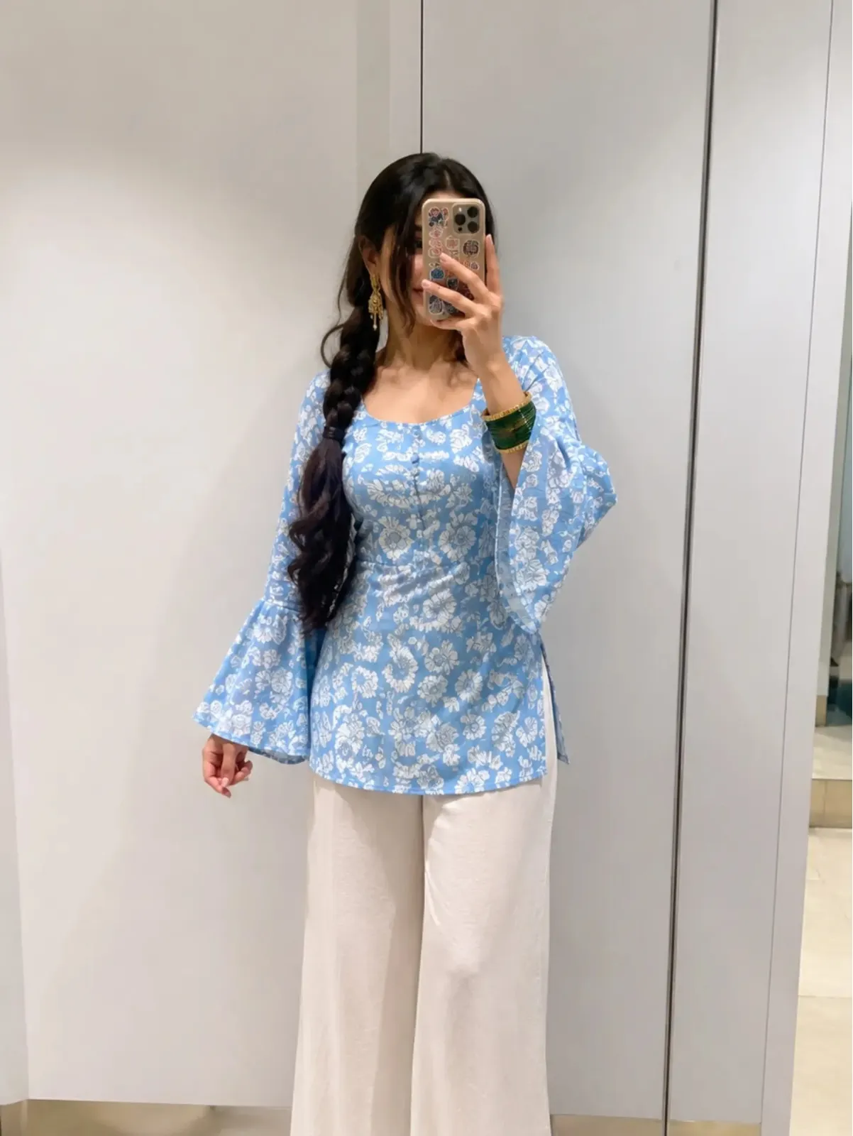 Elegant Crimson Embroidered Kurti & Off-White Sharara Set - Image 5