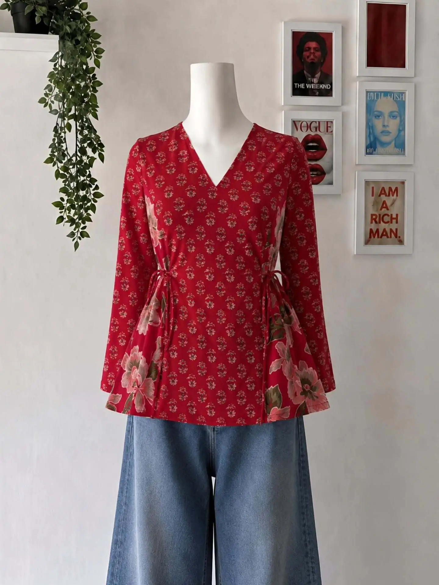 Navy Floral Square-Neck Tunic Top - Image 5