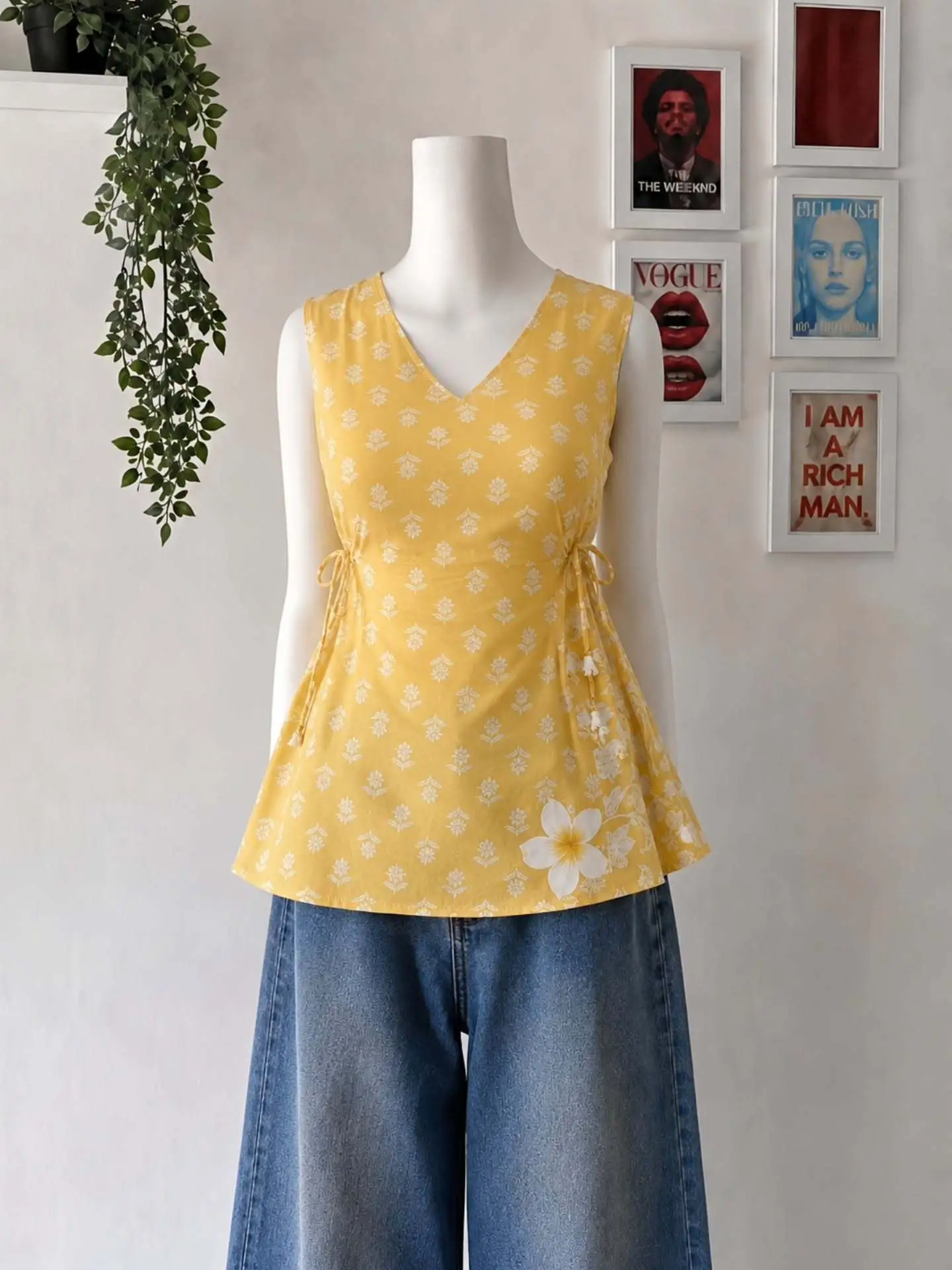 Navy Floral Square-Neck Tunic Top - Image 6