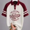 Classic Retro-Style Raglan Polo Vintage Inspired