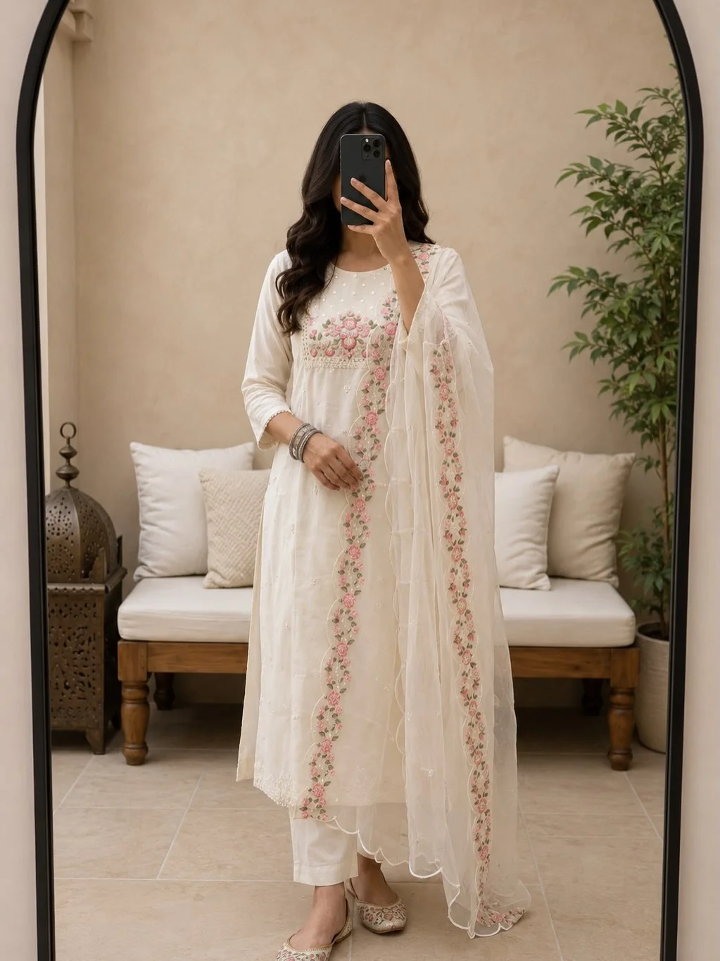 Royal Navy Blue Embroidered Kurti Set - Image 3