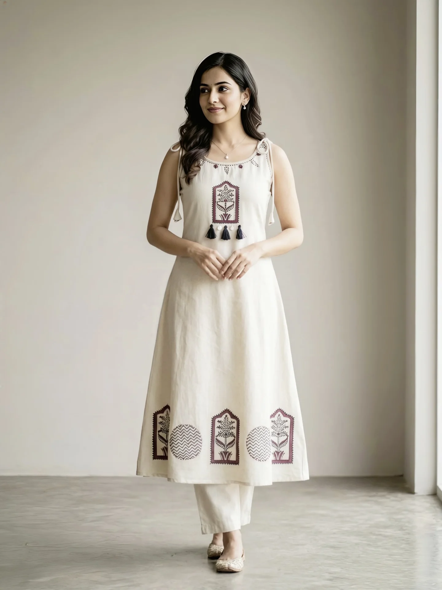Elegant Dusty Rose Embroidered Kurta Set for Women - Image 3