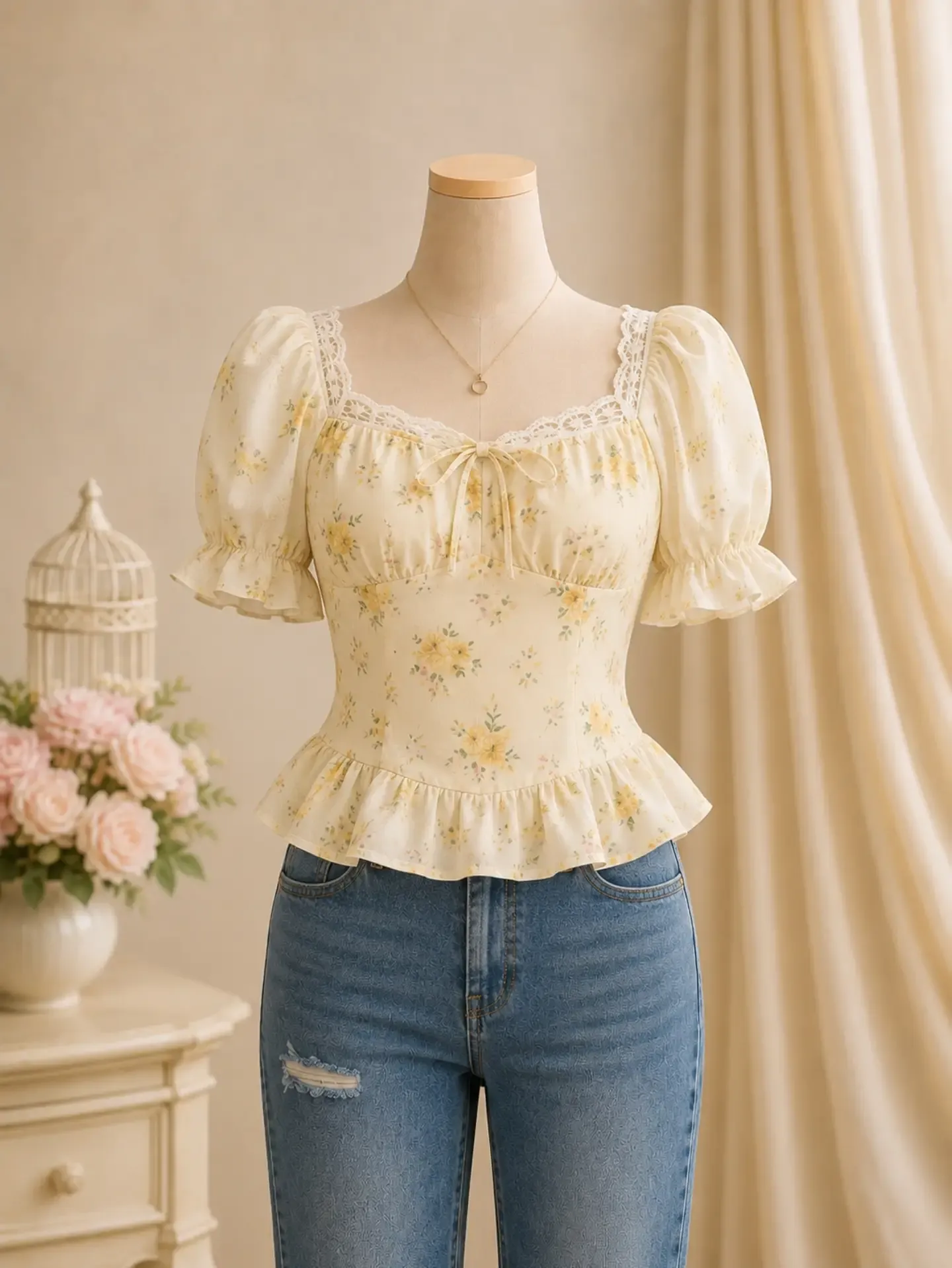 Charming Pink Gingham Babydoll T-Shirt - Image 5