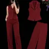 Chic Burgundy Waistcoat and Tailored Trouser Co-Ord Set