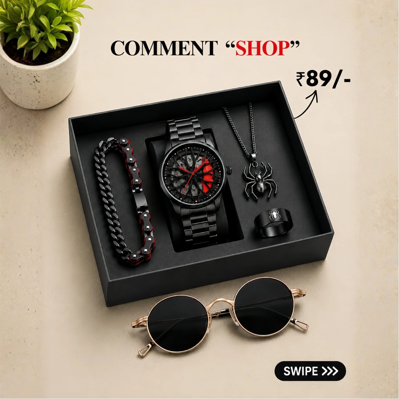 Premium Men 5-Piece Accessory Gift Box & Sunglasses Set - Image 3