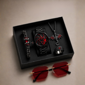 Gothic Red Accent Watch with Edgy Men Style Collection