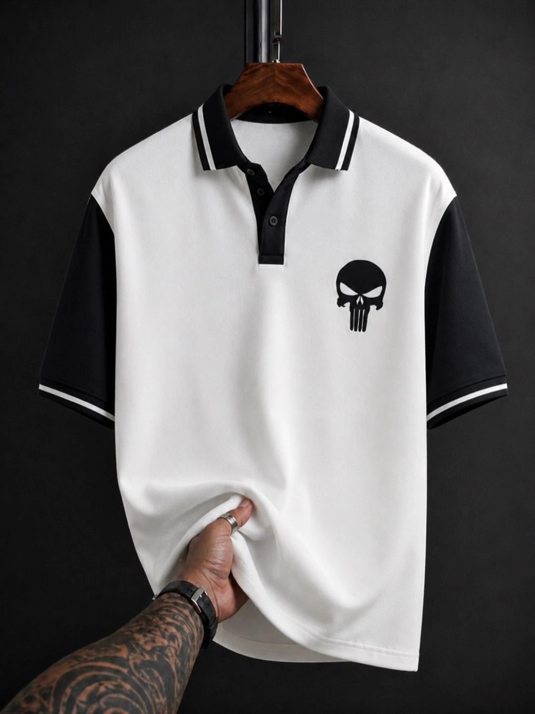 Men Brown Tokyo Print Half-Zip Polo Shirt - Image 4