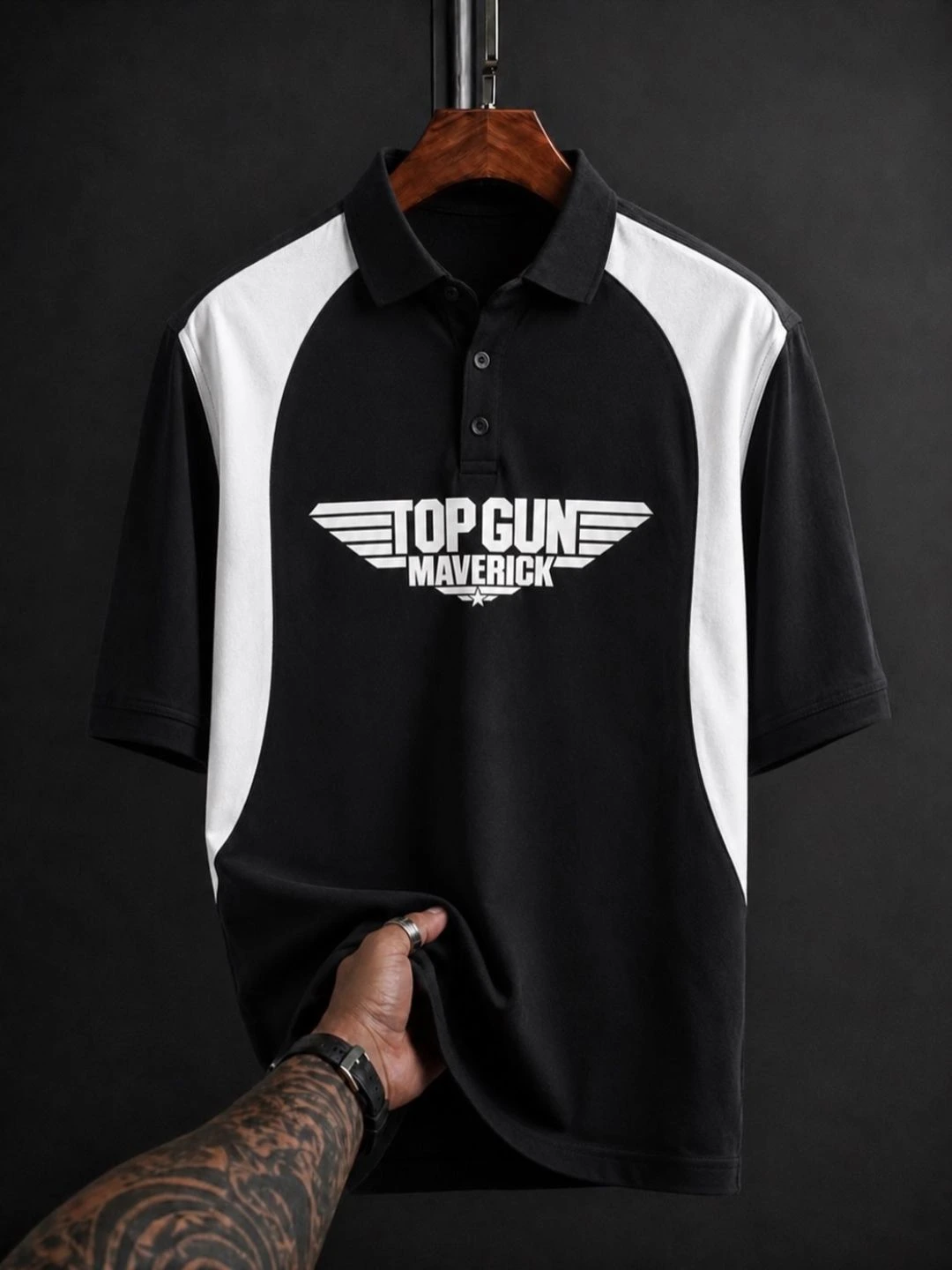 Men Brown Tokyo Print Half-Zip Polo Shirt - Image 6
