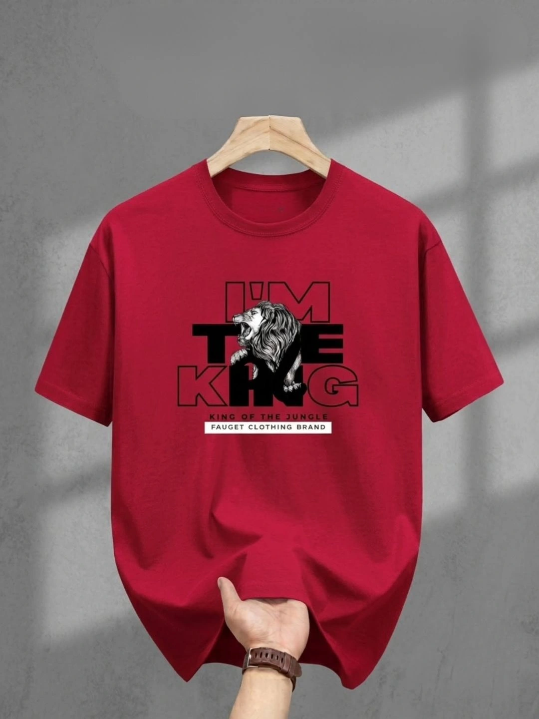 Short-Sleeve Graphic Lion Typography Print Crewneck T-Shirt - Image 5