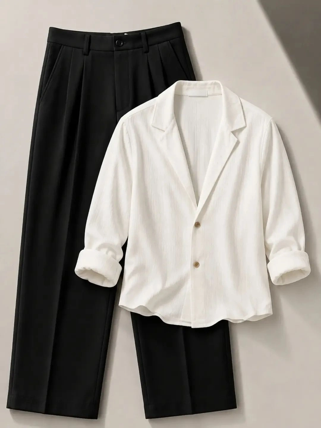 Long-Sleeve Shirt with Matching Pleated Trousers Combo - Image 4