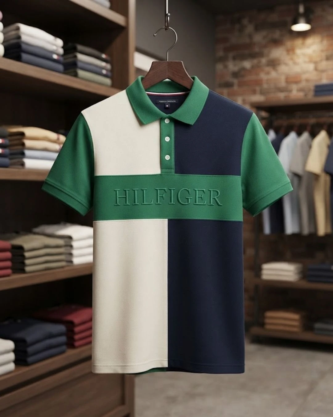 Men Short-Sleeve Contrast Color-Blocked Logo Graphic Polo Shirt - Image 4