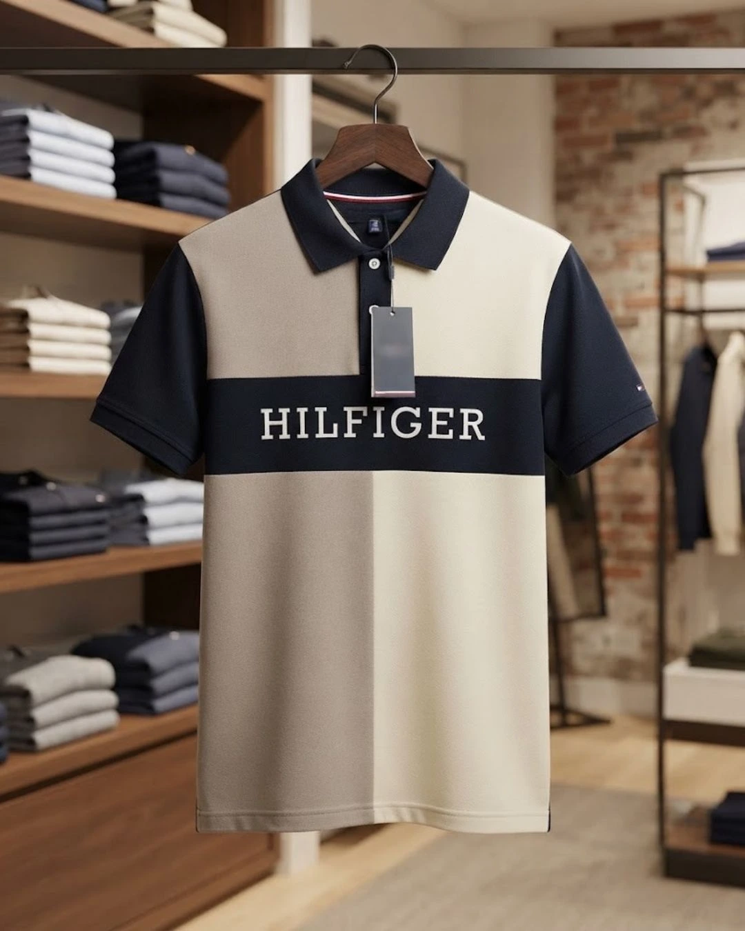 Men Short-Sleeve Contrast Color-Blocked Logo Graphic Polo Shirt