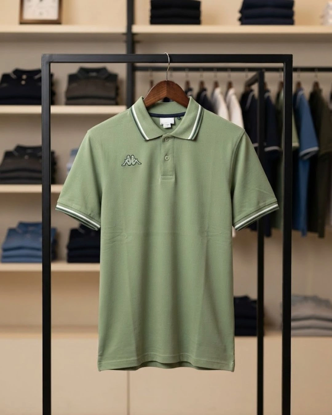 Men Short-Sleeve Striped-Trim Polo T-Shirt with Chest Embroidery