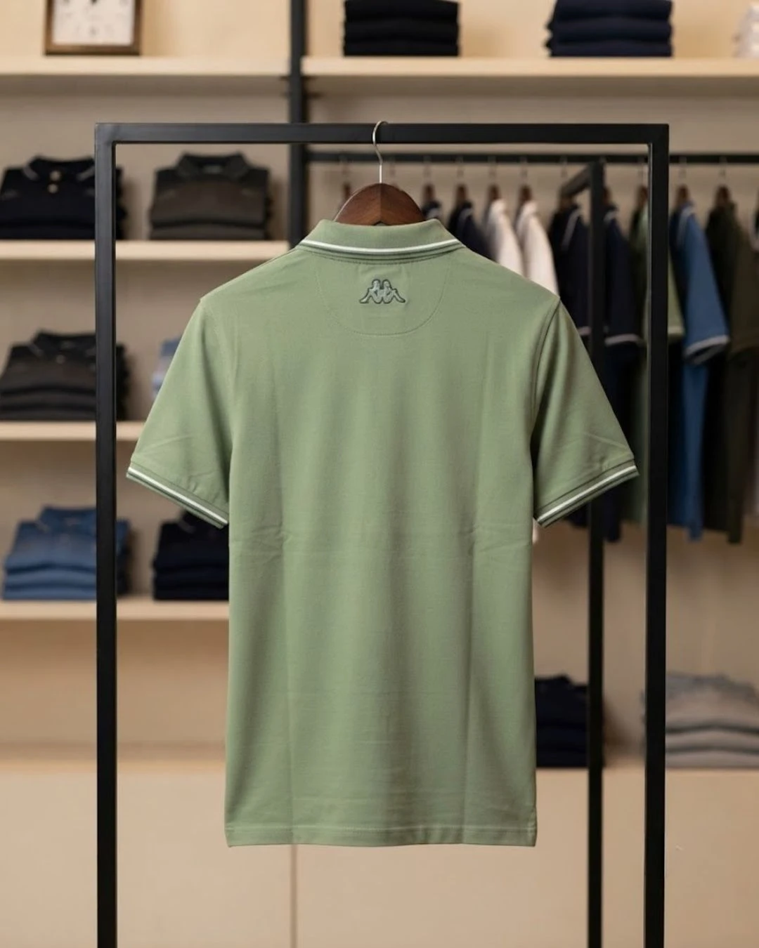 Men Short-Sleeve Striped-Trim Polo T-Shirt with Chest Embroidery - Image 2