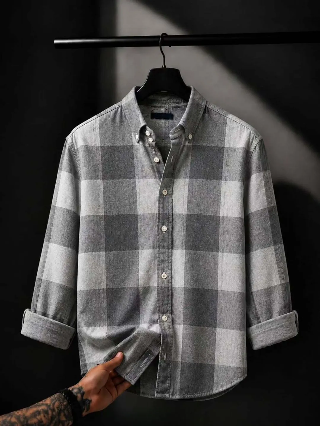 Men Brown and Tan Patterned Check Plaid Full-Sleeve Casual Shirt - Image 4