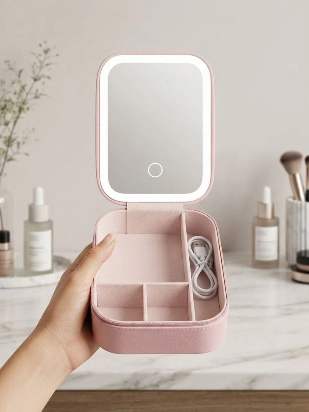 Portable LED Light Makeup and Jewelry Storage Box